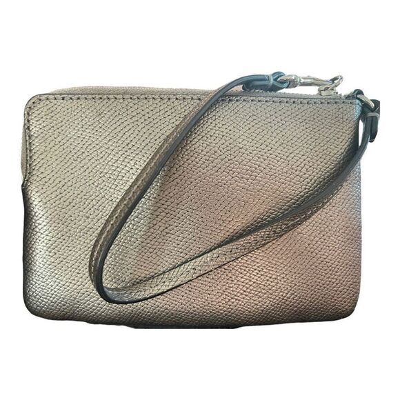 Womens Coach Turn Lock Gunmetal Wristlet Small Handbag Clutch - Picture 3 of 4